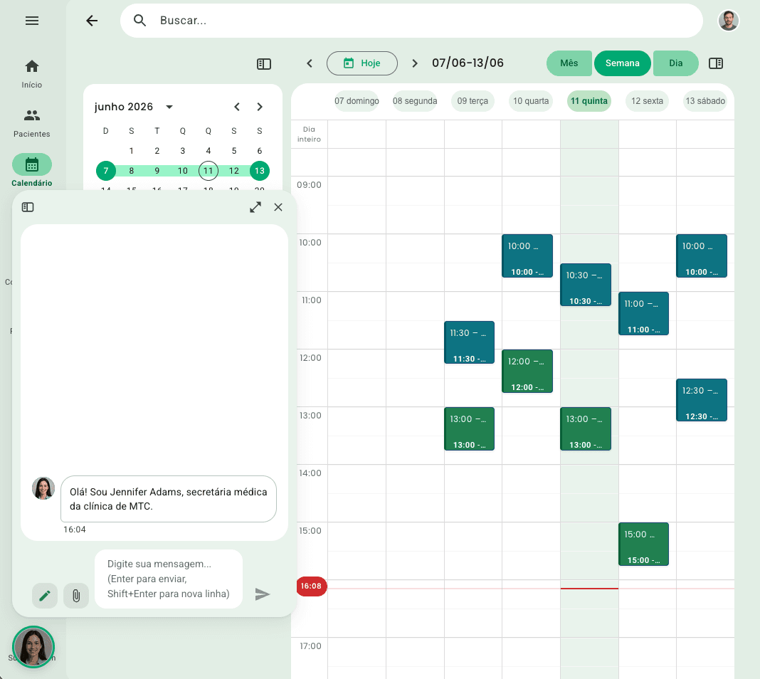 KDoctor schedule with Jennifer confirming appointments by chat